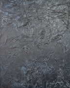 Abstract textured painting with dark gray and black tones
