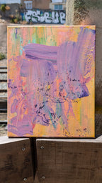 Drive — abstract acrylic painting on canvas, pastel lavender and peach