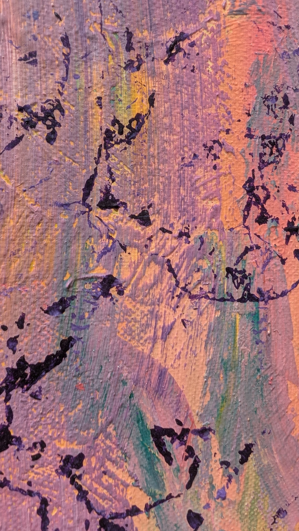 Drive — abstract acrylic painting on canvas, pastel lavender and peach