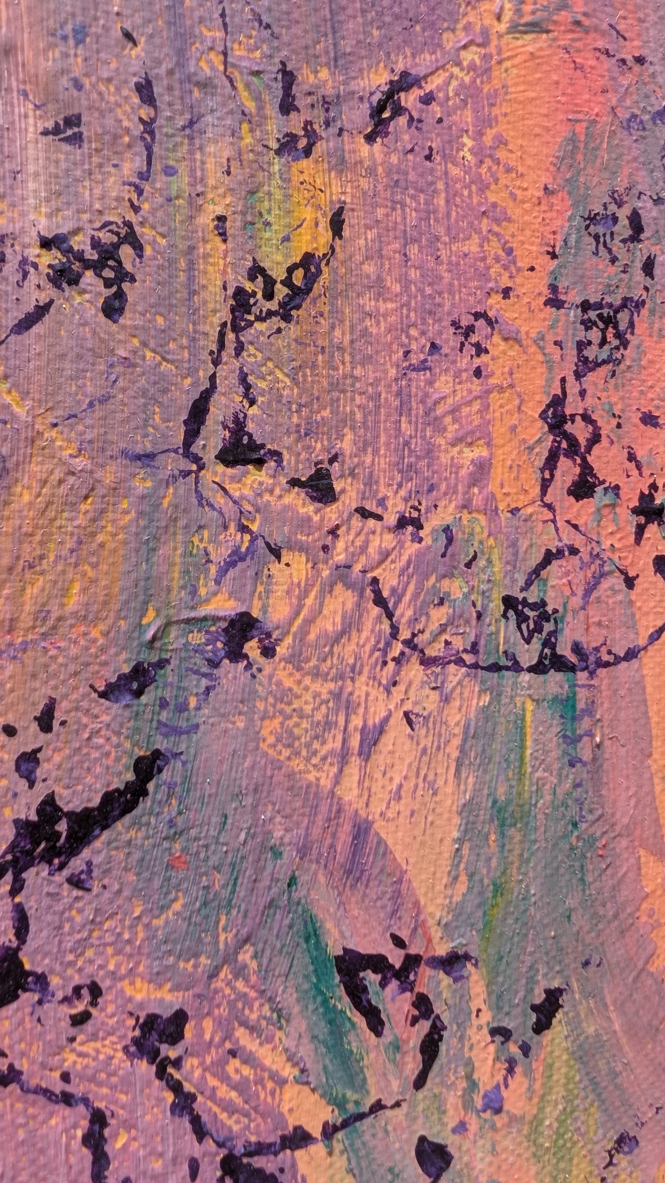 Drive — abstract acrylic painting on canvas, pastel lavender and peach