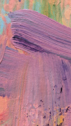 Drive — abstract acrylic painting on canvas, pastel lavender and peach