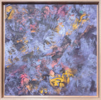 Textures — heavily textured abstract acrylic painting, framed, purple gold pink