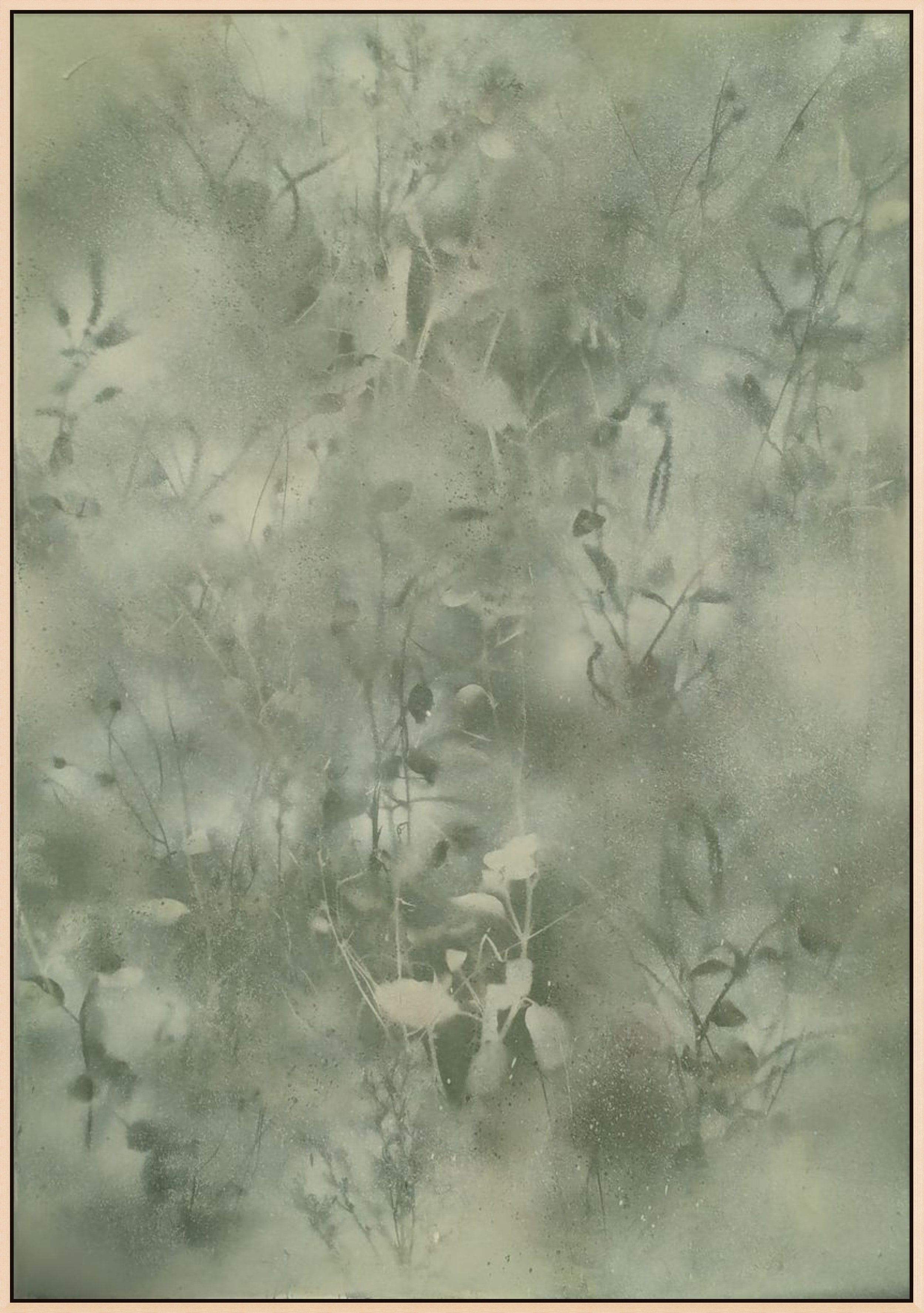 Abstract art with green and gray tones