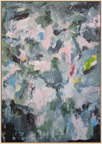 Abstract art piece with a variety of colors and textures.