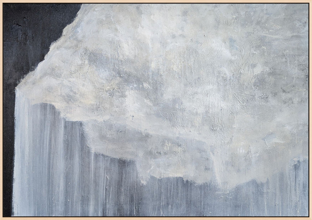 Close-up of a abstract painting in gray tones.