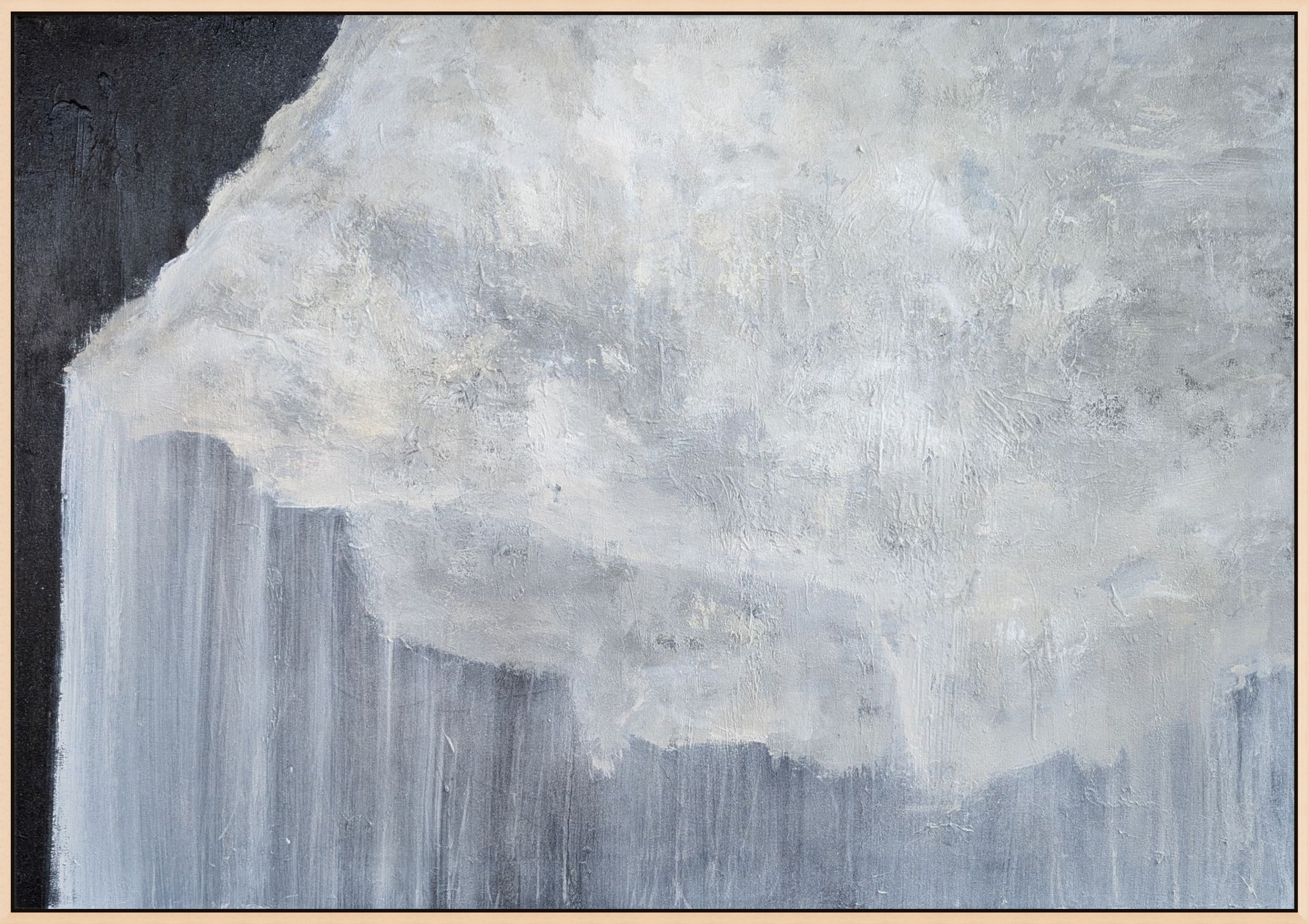 Close-up of a abstract painting in gray tones.